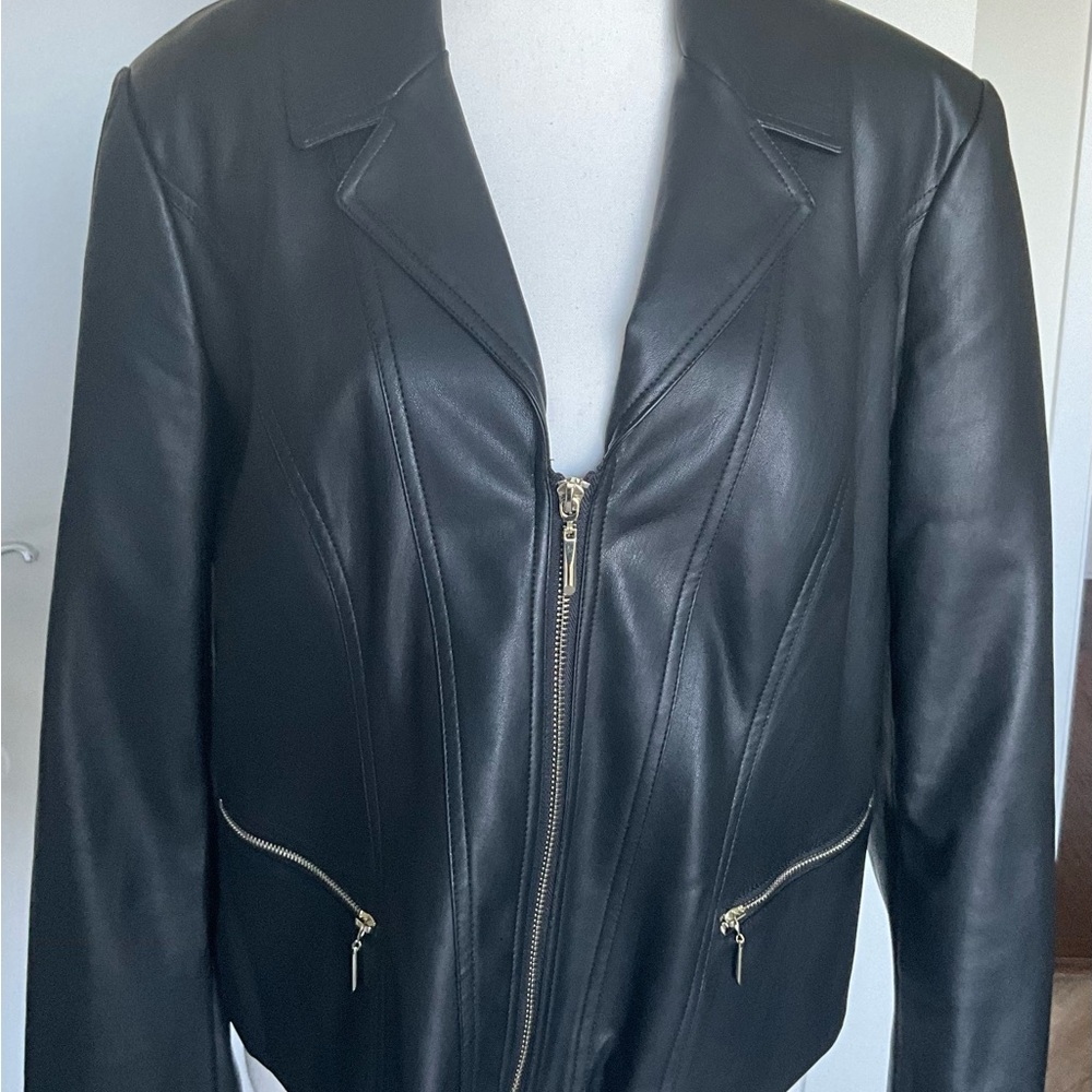 White House Black Market Black Faux Leather Jacket - NWOT